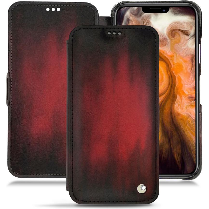 Noreve Lederschutzhülle horizontal (Apple iPhone 11 Pro Max), Smartphone Hülle, Rot