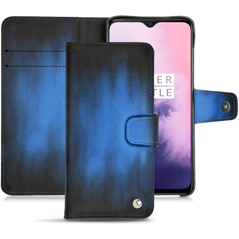 Noreve Lederschutzhülle Wallet (OnePlus 7), Smartphone Hülle, Blau