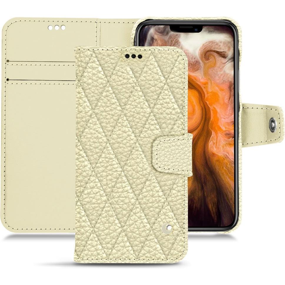 Noreve Lederschutzhülle Wallet (Apple iPhone 11 Pro Max), Smartphone Hülle, Weiss