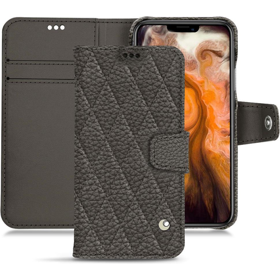 Noreve Lederschutzhülle Wallet (Apple iPhone 11 Pro Max), Smartphone Hülle, Grau