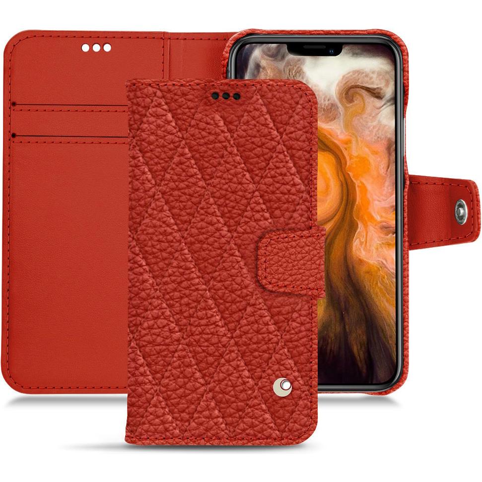 Noreve Lederschutzhülle Wallet (Apple iPhone 11 Pro Max), Smartphone Hülle, Orange