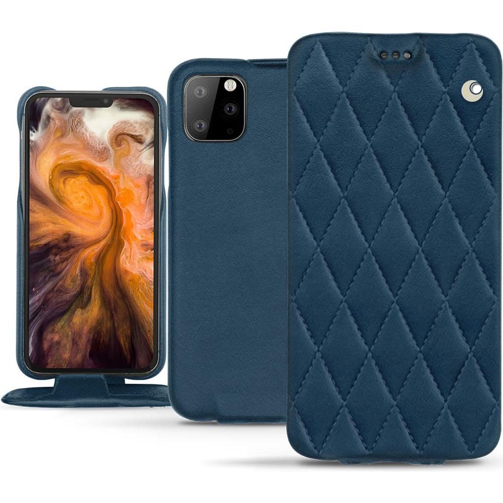 Noreve Lederschutzhülle vertikal (Apple iPhone 11 Pro Max), Smartphone Hülle, Blau
