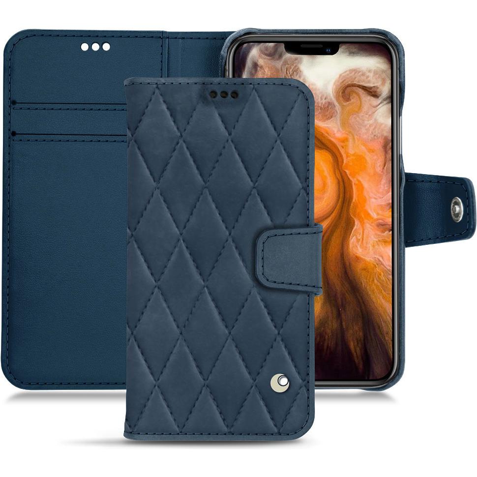 Noreve Lederschutzhülle Wallet (Apple iPhone 11 Pro Max), Smartphone Hülle, Blau