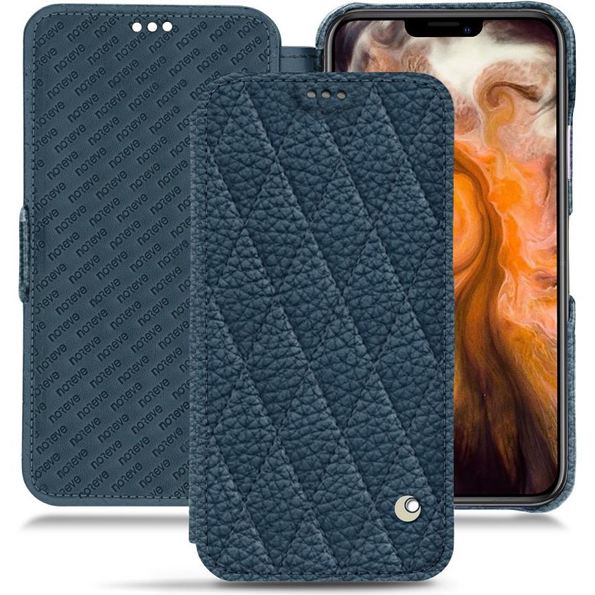 Noreve Lederschutzhülle horizontal (Apple iPhone 11 Pro Max), Smartphone Hülle, Blau