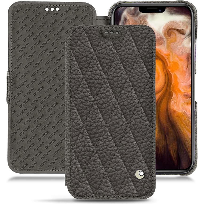 Noreve Lederschutzhülle horizontal (Apple iPhone 11 Pro Max), Smartphone Hülle, Grau