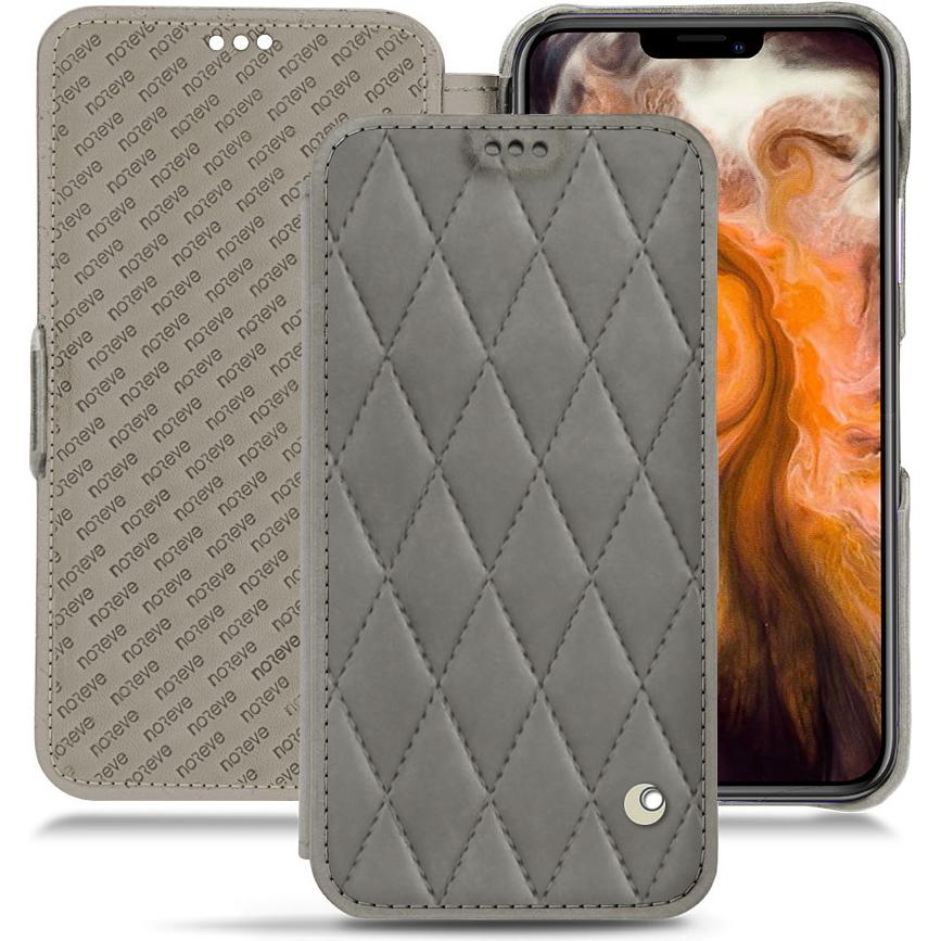 Noreve Lederschutzhülle horizontal (Apple iPhone 11 Pro Max), Smartphone Hülle, Grau