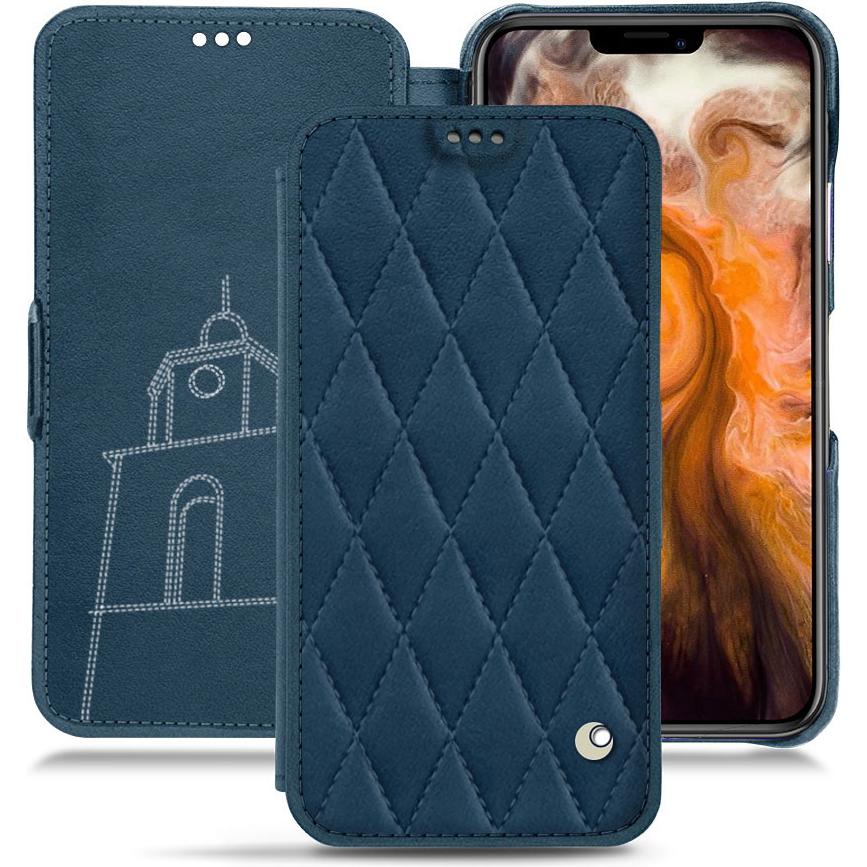 Noreve Lederschutzhülle horizontal (Apple iPhone 11 Pro Max), Smartphone Hülle, Blau