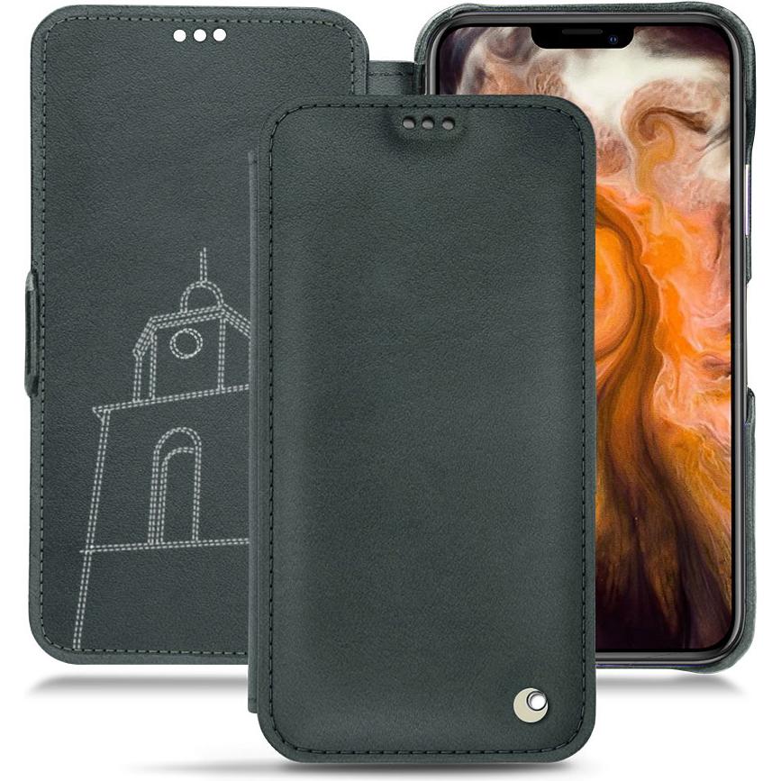 Noreve Lederschutzhülle horizontal (Apple iPhone 11 Pro Max), Smartphone Hülle, Blau