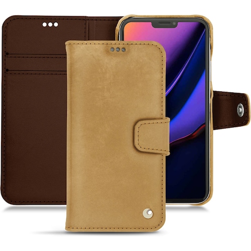 Noreve Lederschutzhülle Wallet (Apple iPhone 11 Pro), Smartphone Hülle, Braun