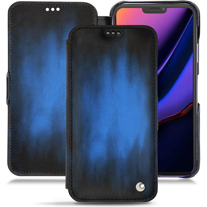 Noreve Lederschutzhülle horizontal (Apple iPhone 11 Pro), Smartphone Hülle, Blau