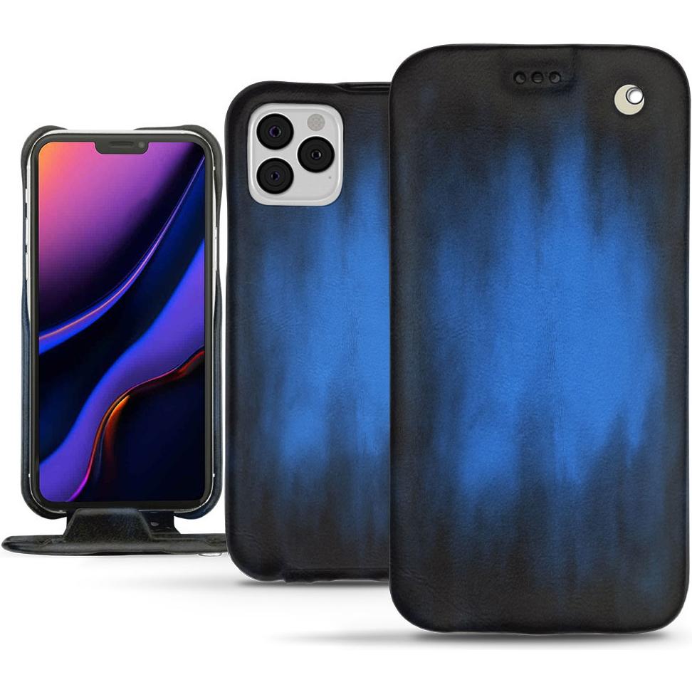 Noreve Lederschutzhülle vertikal (Apple iPhone 11 Pro), Smartphone Hülle, Blau