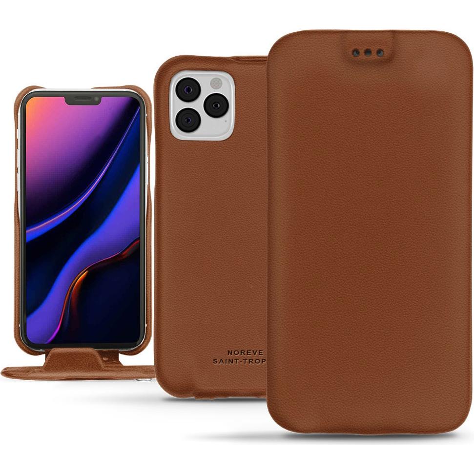 Noreve Lederschutzhülle vertikal (Apple iPhone 11 Pro), Smartphone Hülle, Braun