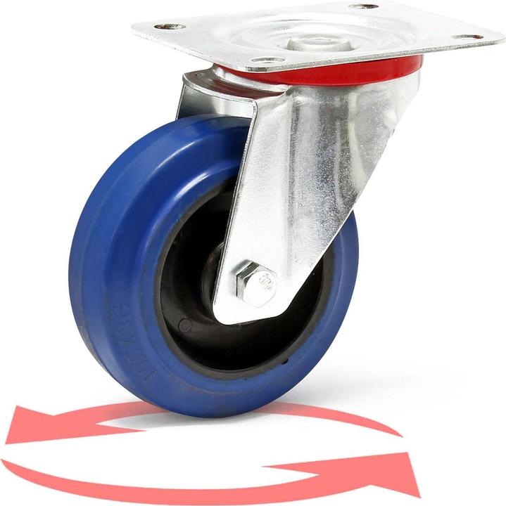 Actual product image Wiltec Castor Wheel with Mounting Bracket, Wheel Ø of 100 mm and Carrying Capacity of 150 kg