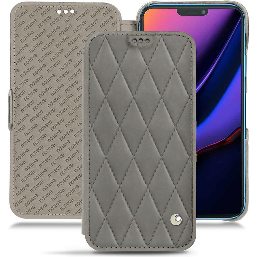 Noreve Lederschutzhülle horizontal (Apple iPhone 11), Smartphone Hülle, Grau