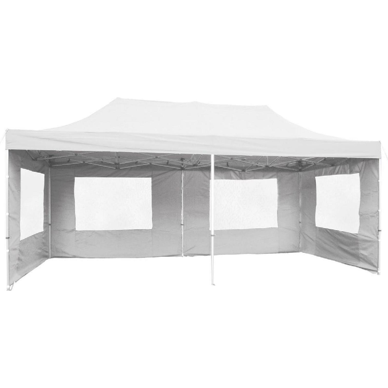 VCM, Pavillon, PROFI Faltpavillon Partyzelt 3x6 m weiss mit Seitenteilen wasserdichtes Dach (600 cm, 600 cm)