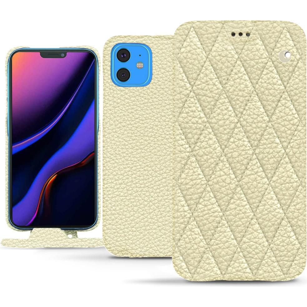 Noreve Lederschutzhülle vertikal (Apple iPhone 11), Smartphone Hülle, Weiss