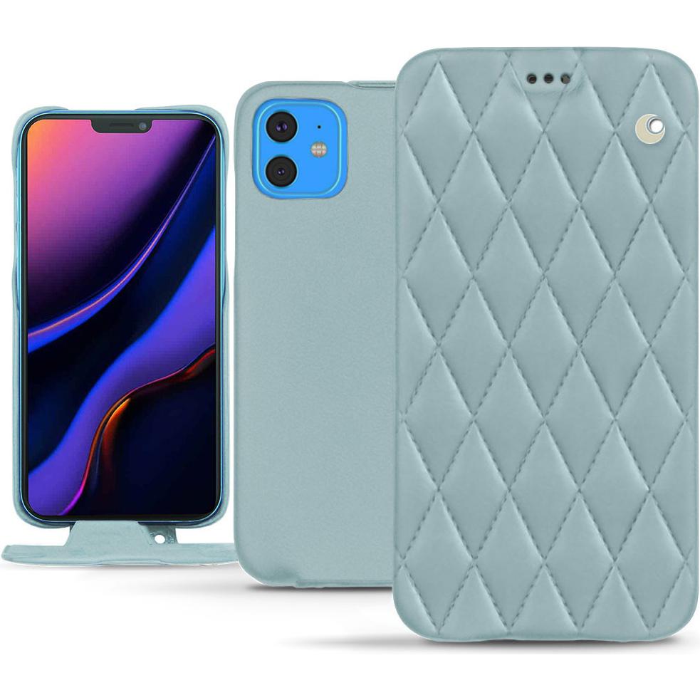 Noreve Lederschutzhülle vertikal (Apple iPhone 11), Smartphone Hülle, Blau