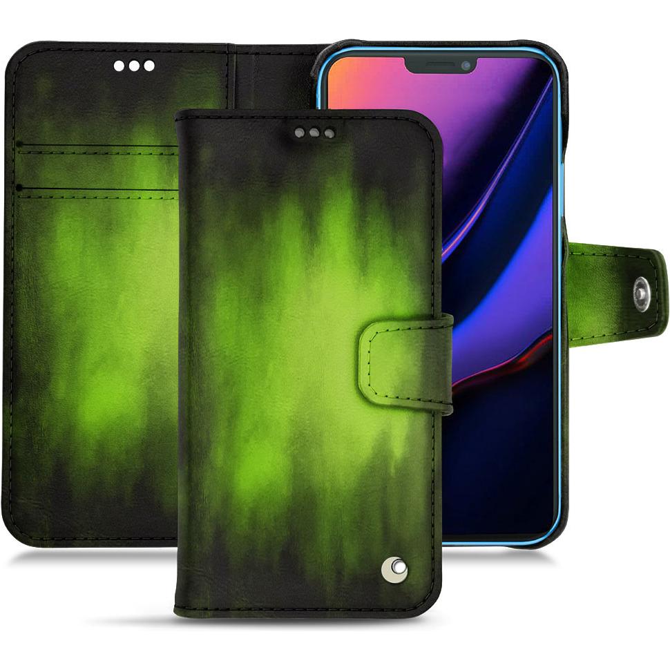 Noreve Lederschutzhülle Wallet (Apple iPhone 11), Smartphone Hülle, Grün