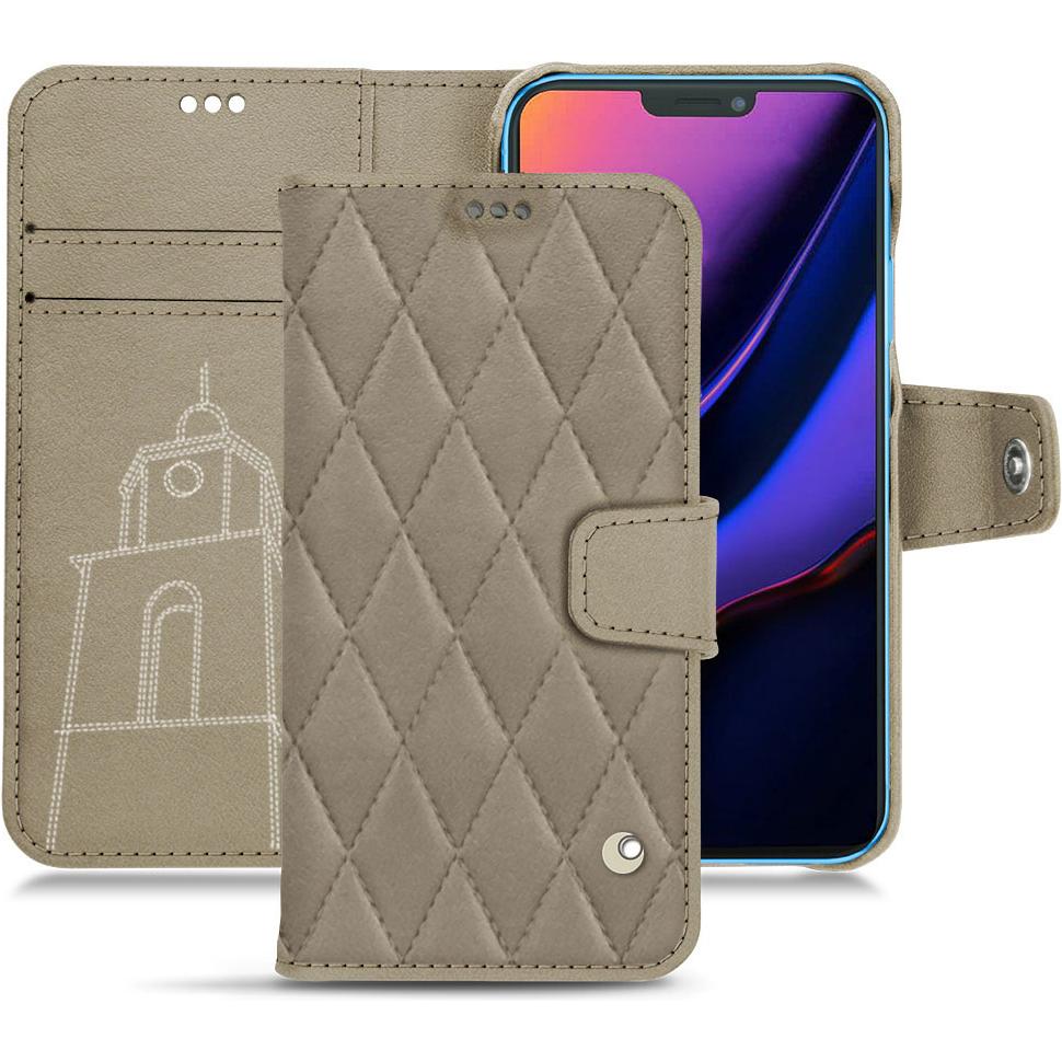Noreve Lederschutzhülle Wallet (Apple iPhone 11), Smartphone Hülle, Beige