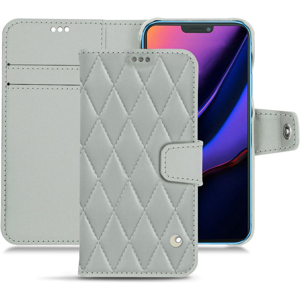 Noreve Lederschutzhülle Wallet (Apple iPhone 11), Smartphone Hülle, Grau