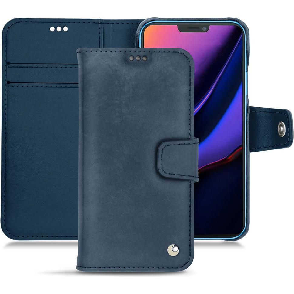 Noreve Lederschutzhülle Wallet (Apple iPhone 11), Smartphone Hülle, Blau