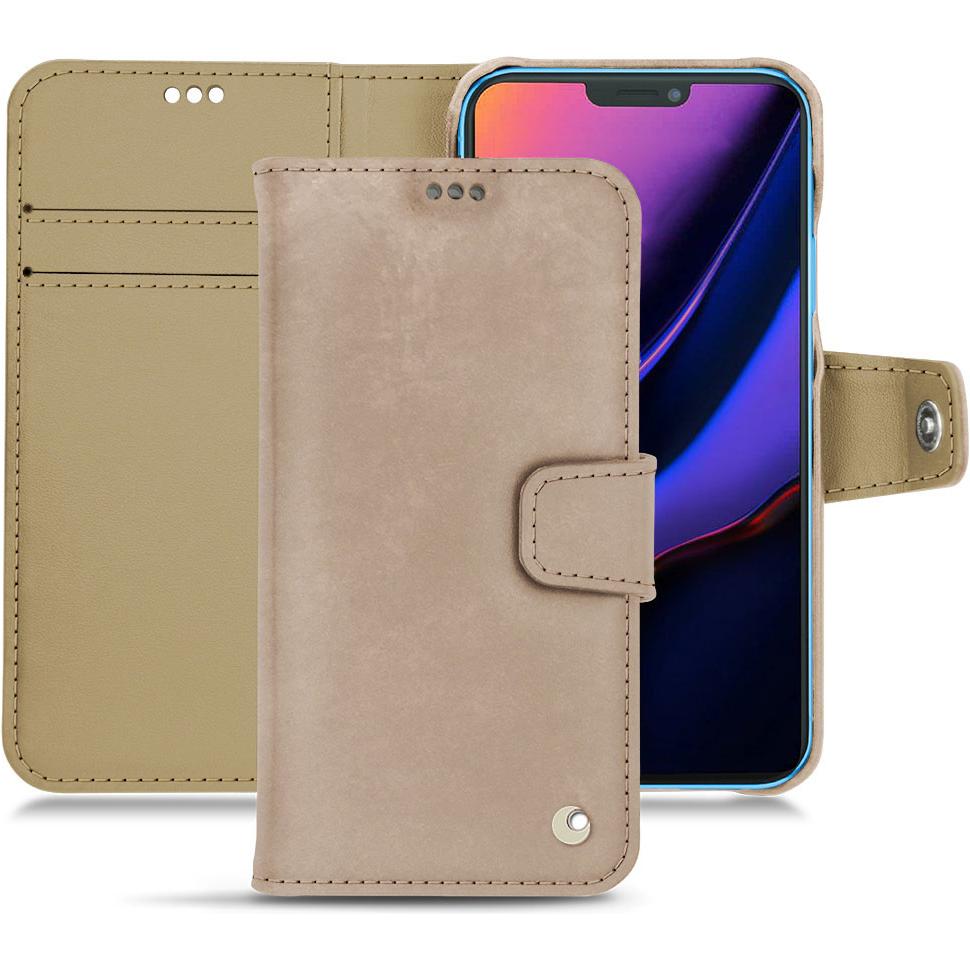 Noreve Lederschutzhülle Wallet (Apple iPhone 11), Smartphone Hülle, Beige