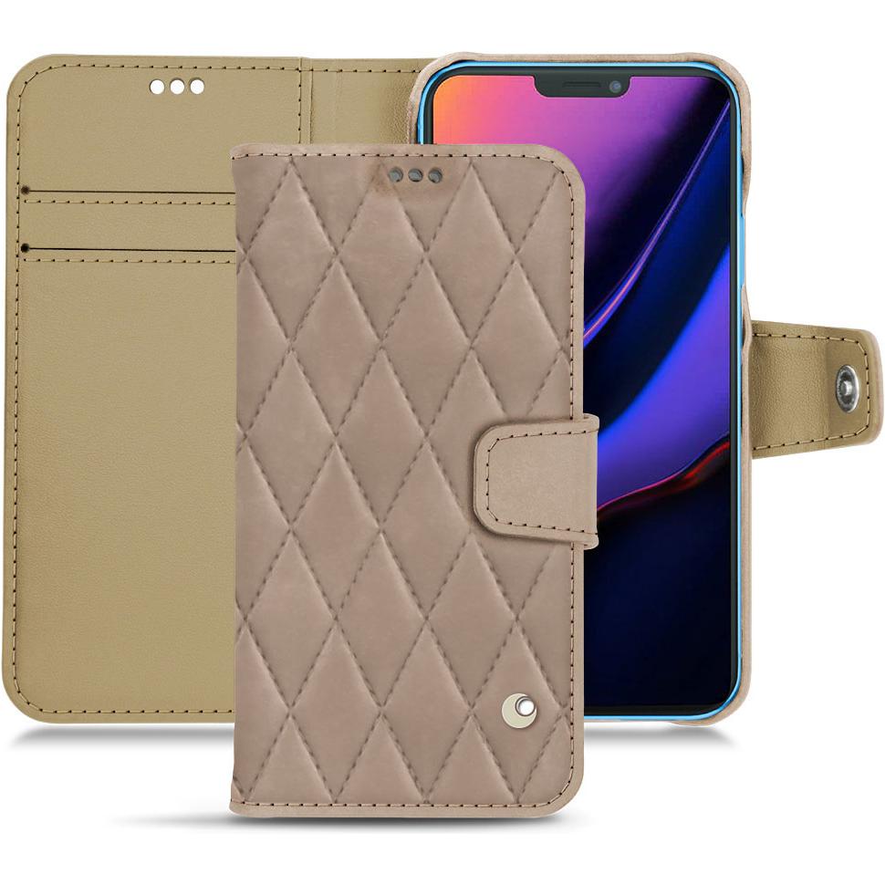 Noreve Lederschutzhülle Wallet (Apple iPhone 11), Smartphone Hülle, Beige