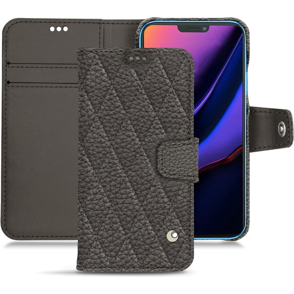 Noreve Lederschutzhülle Wallet (Apple iPhone 11), Smartphone Hülle, Grau