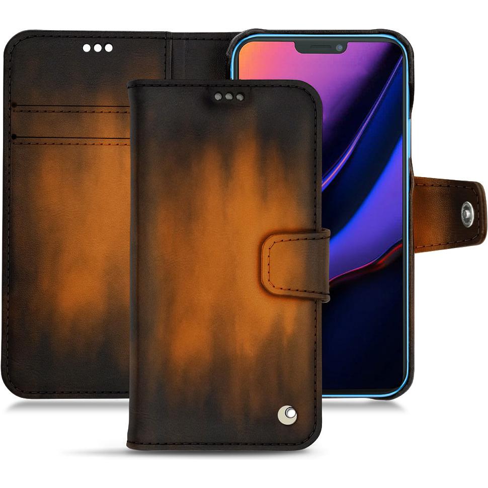 Noreve Lederschutzhülle Wallet (Apple iPhone 11), Smartphone Hülle, Braun