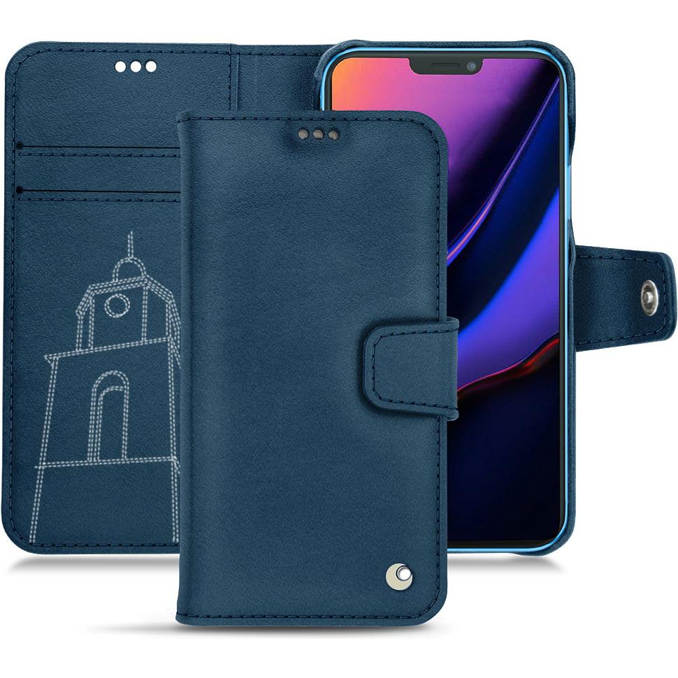 Noreve Lederschutzhülle Wallet (Apple iPhone 11), Smartphone Hülle, Blau