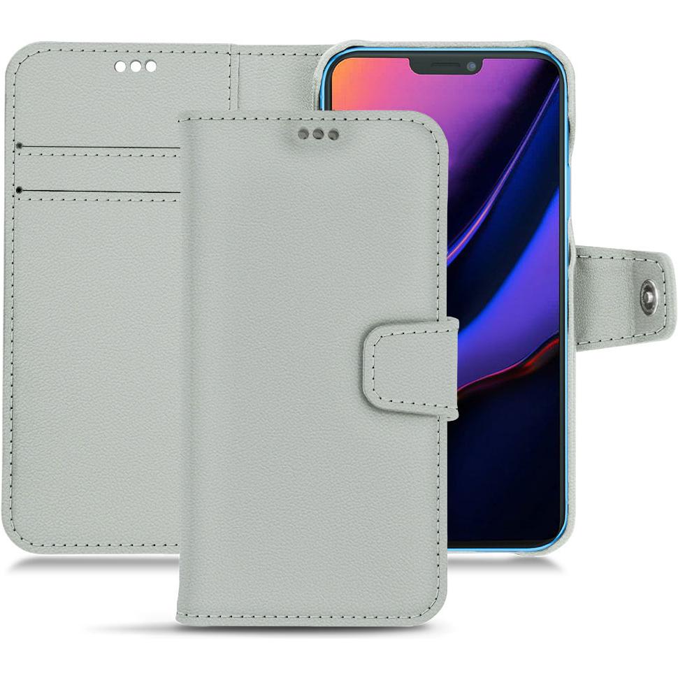 Noreve Lederschutzhülle Wallet (Apple iPhone 11), Smartphone Hülle, Grau