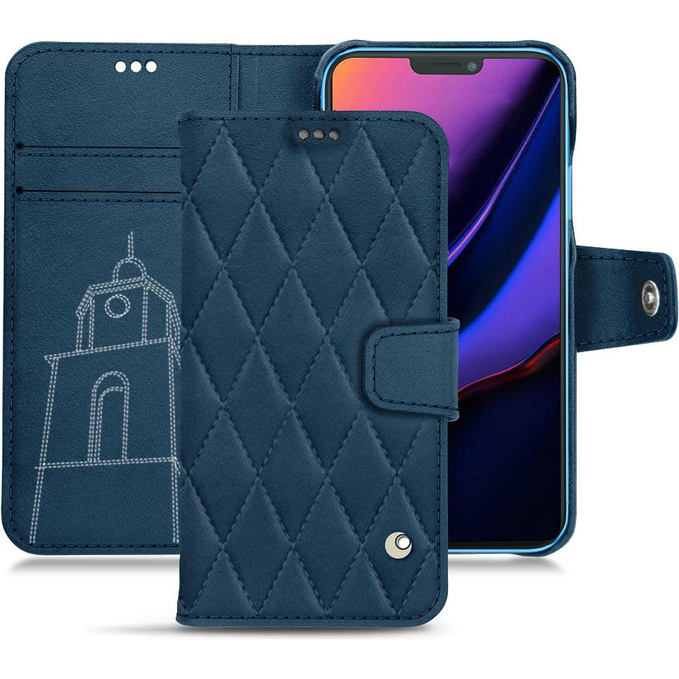 Noreve Lederschutzhülle Wallet (Apple iPhone 11), Smartphone Hülle, Blau