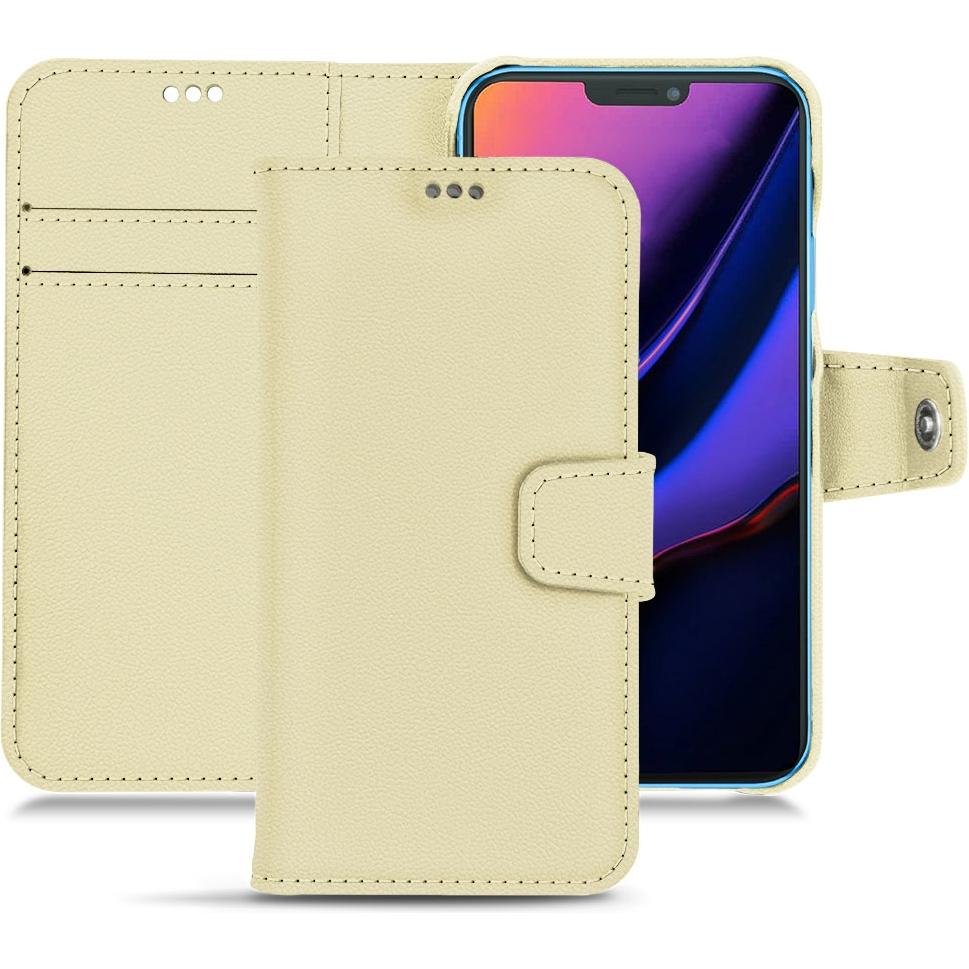 Noreve Lederschutzhülle Wallet (Apple iPhone 11), Smartphone Hülle, Beige