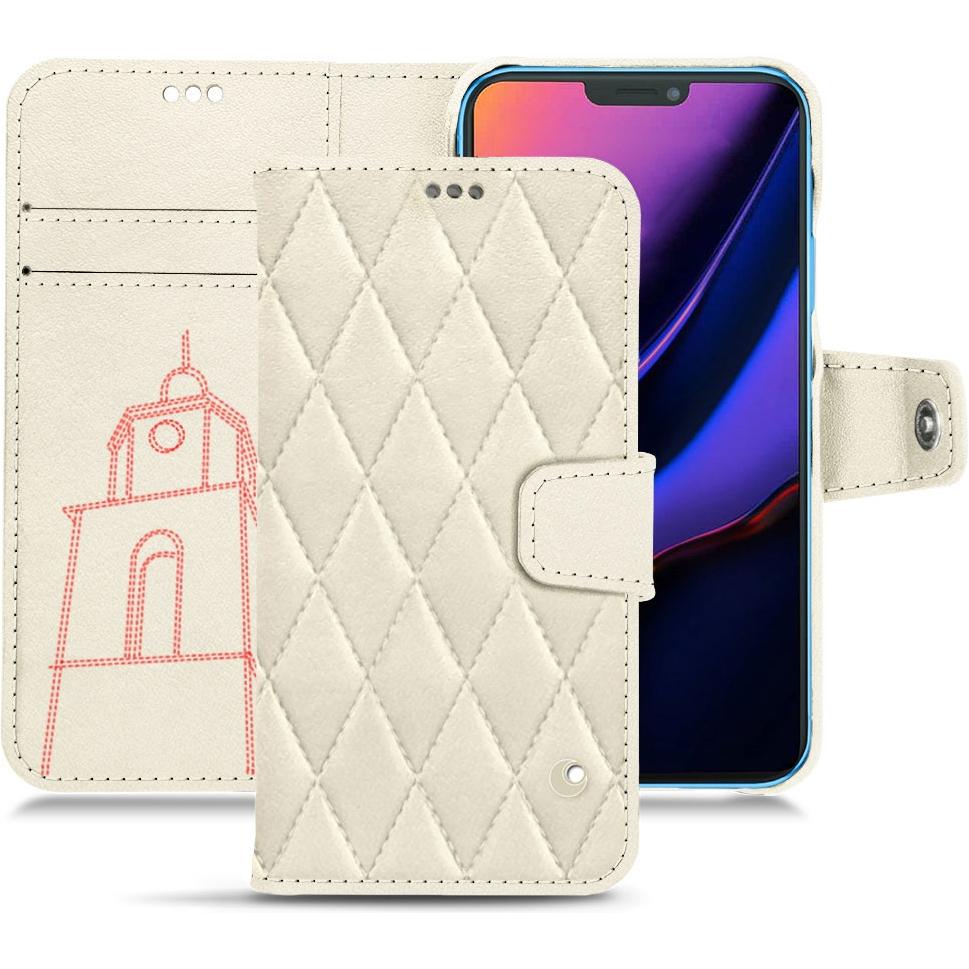 Noreve Lederschutzhülle Wallet (Apple iPhone 11), Smartphone Hülle, Weiss
