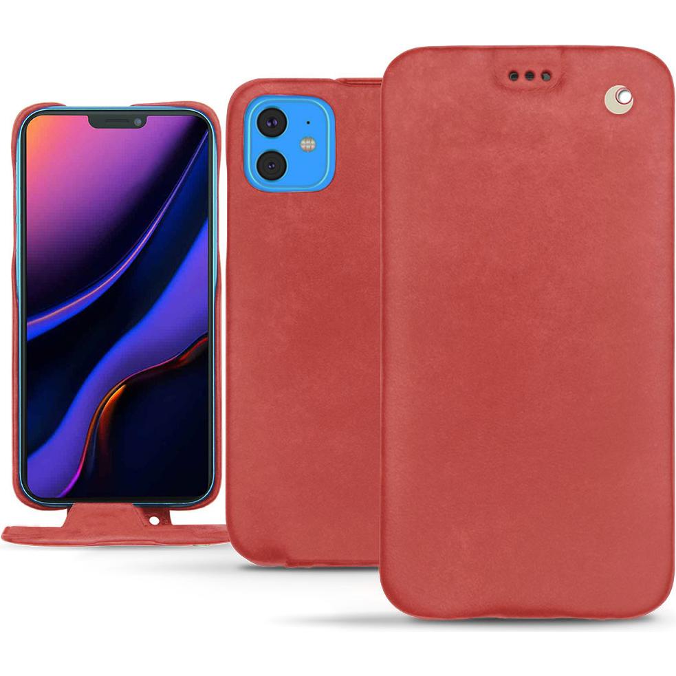 Noreve Lederschutzhülle vertikal (Apple iPhone 11), Smartphone Hülle, Rot