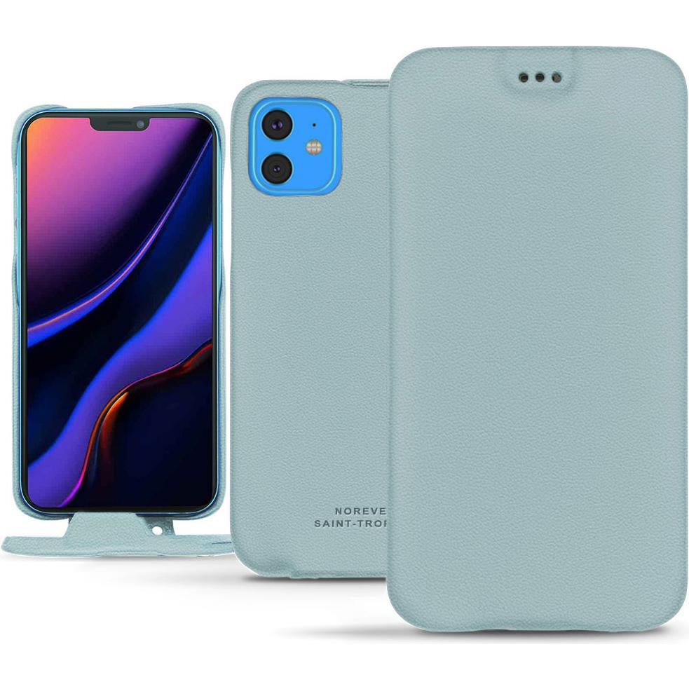 Noreve Lederschutzhülle vertikal (Apple iPhone 11), Smartphone Hülle, Blau