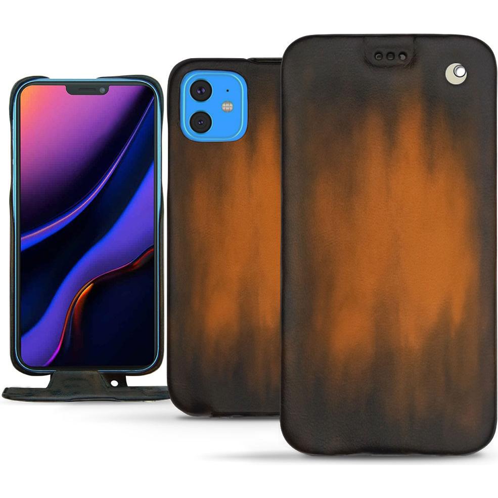 Noreve Lederschutzhülle vertikal (Apple iPhone 11), Smartphone Hülle, Braun