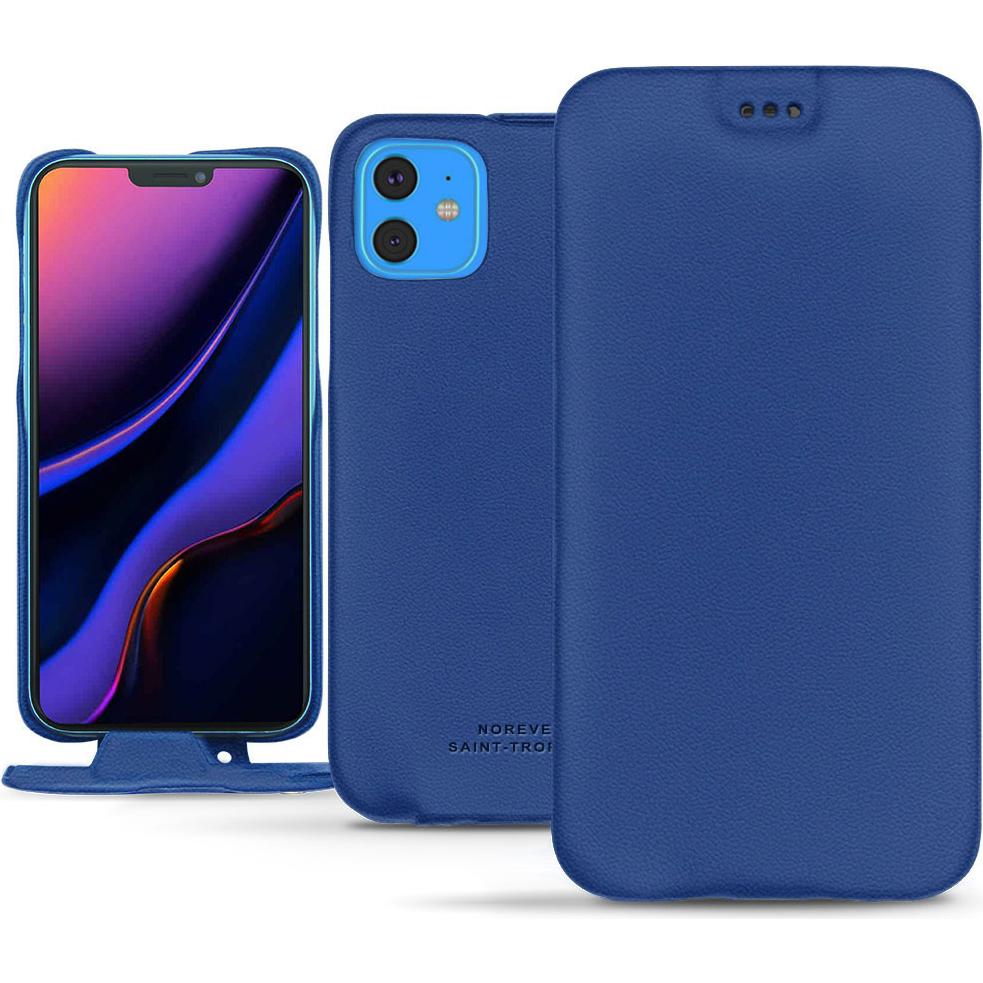 Noreve Lederschutzhülle vertikal (Apple iPhone 11), Smartphone Hülle, Blau