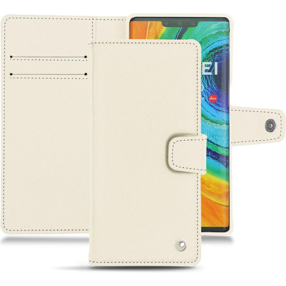 Noreve Lederschutzhülle Wallet (Huawei Mate 30 Pro), Smartphone Hülle, Weiss
