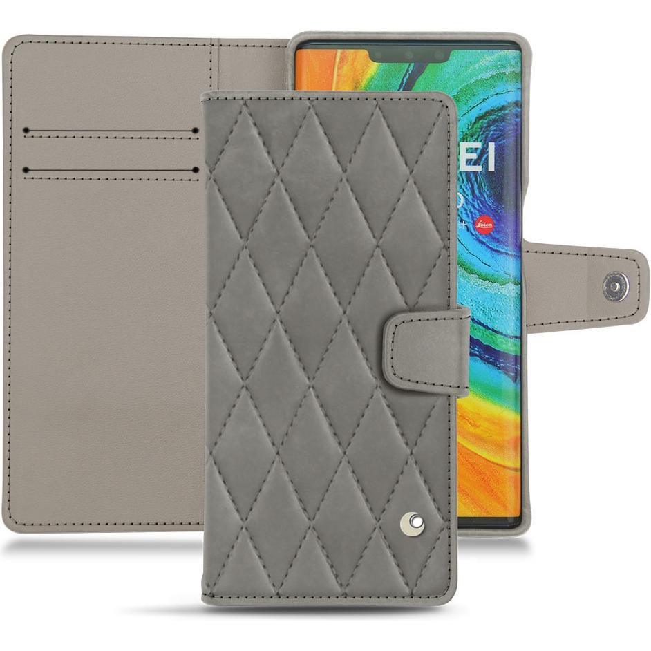 Noreve Lederschutzhülle Wallet (Huawei Mate 30 Pro), Smartphone Hülle, Grau