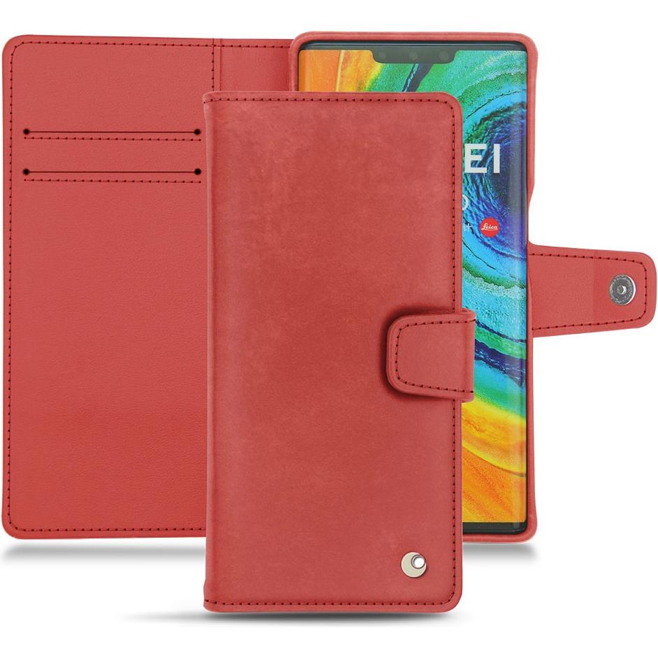 Noreve Lederschutzhülle Wallet (Huawei Mate 30 Pro), Smartphone Hülle, Rot