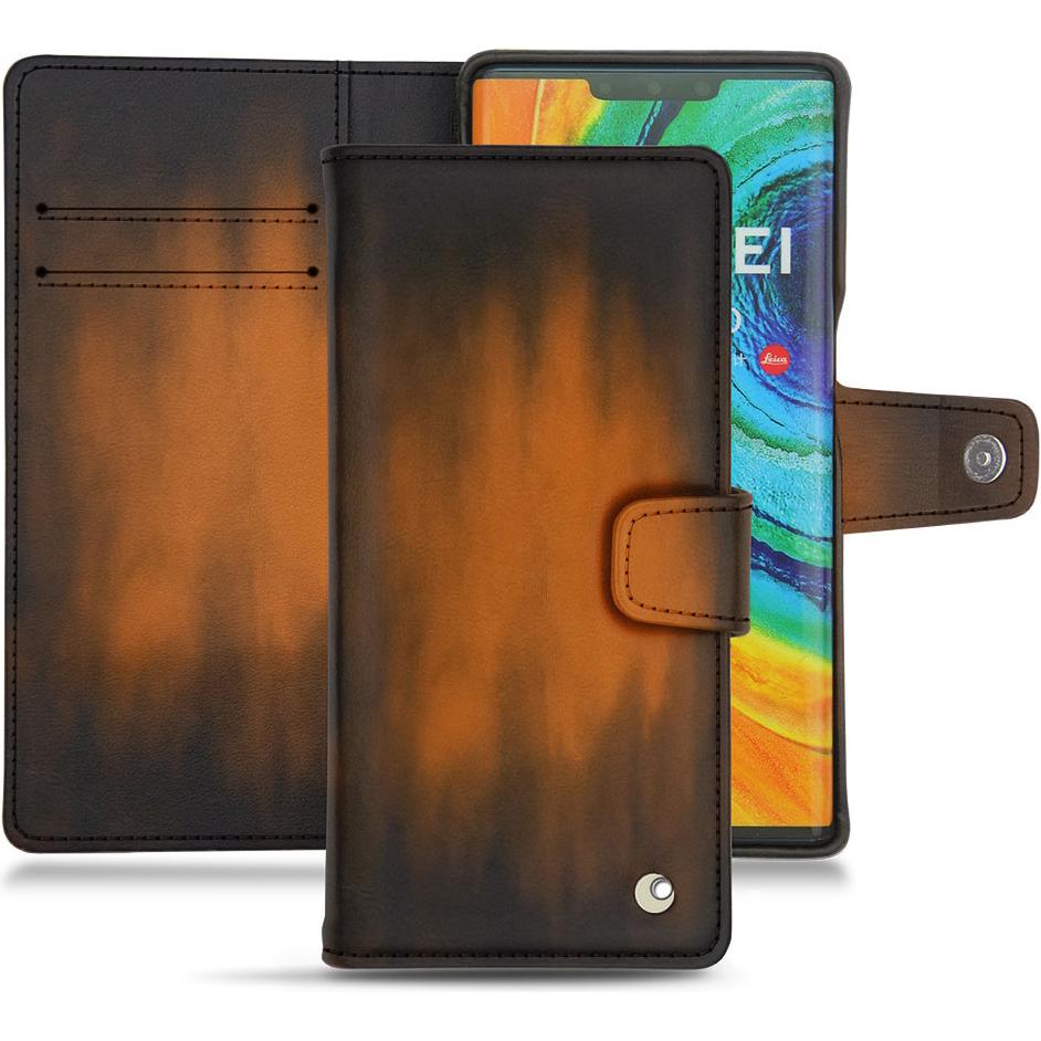 Noreve Lederschutzhülle Wallet (Huawei Mate 30 Pro), Smartphone Hülle, Braun