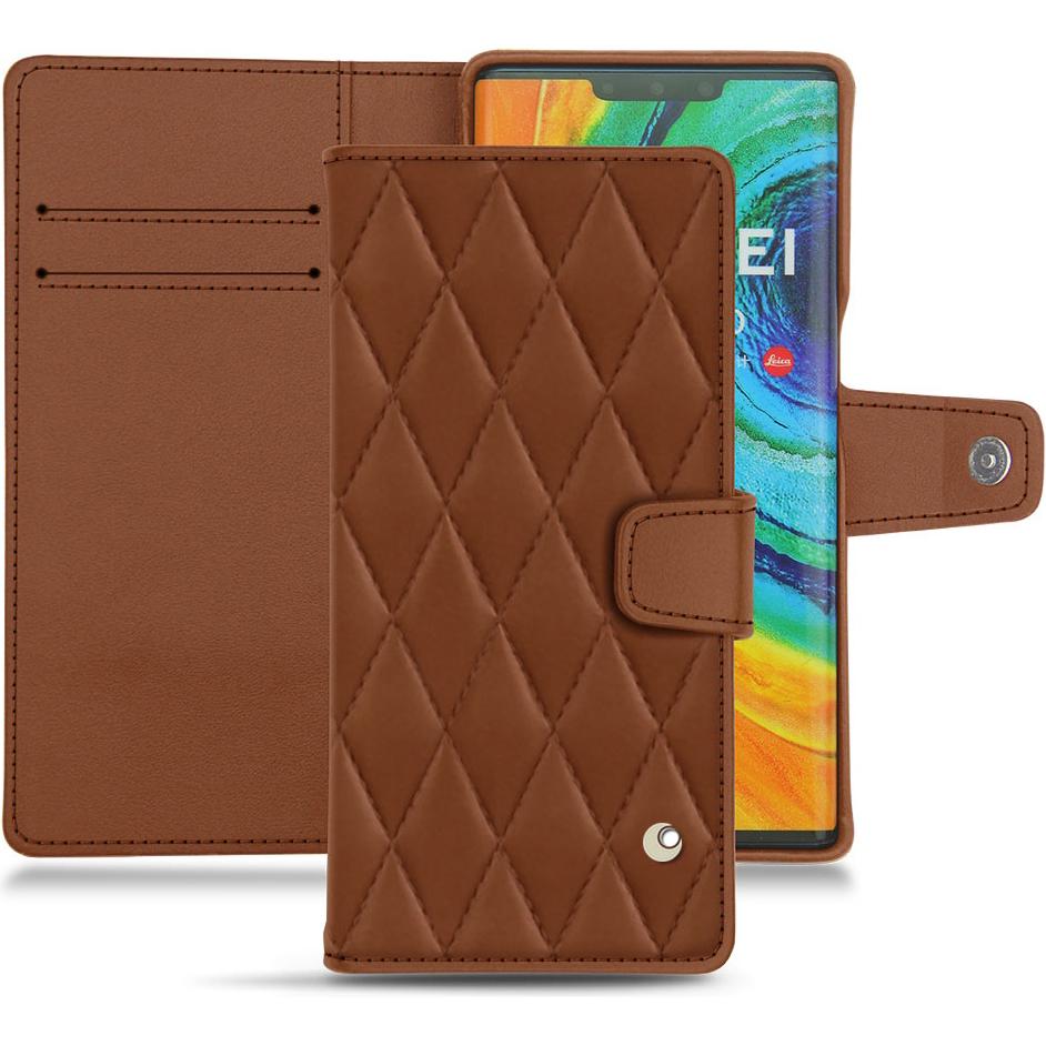Noreve Lederschutzhülle Wallet (Huawei Mate 30 Pro), Smartphone Hülle, Braun