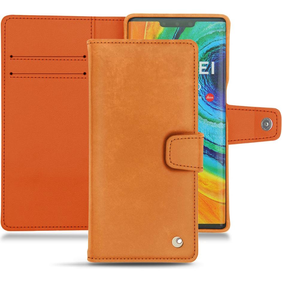Noreve Lederschutzhülle Wallet (Huawei Mate 30 Pro), Smartphone Hülle, Orange