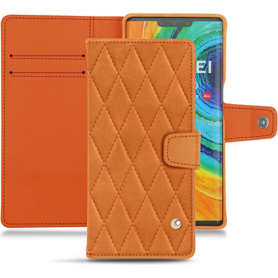 Noreve Lederschutzhülle Wallet (Huawei Mate 30 Pro), Smartphone Hülle, Orange