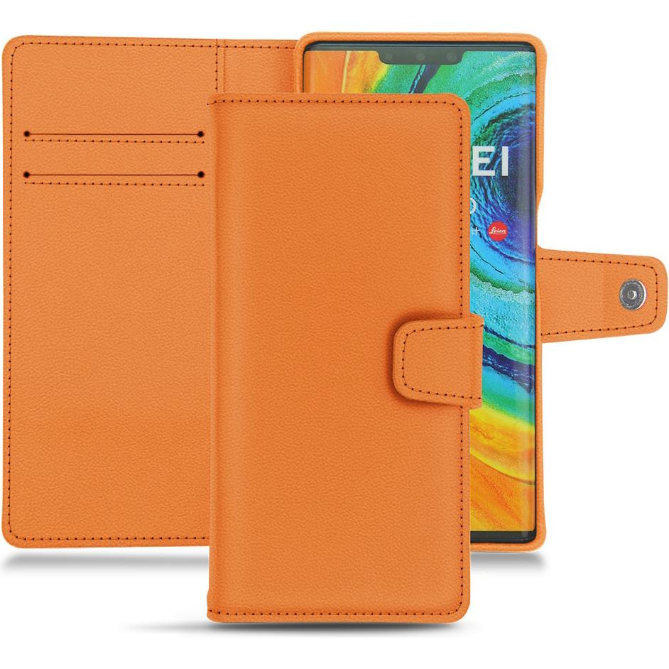 Noreve Lederschutzhülle Wallet (Huawei Mate 30 Pro), Smartphone Hülle, Orange