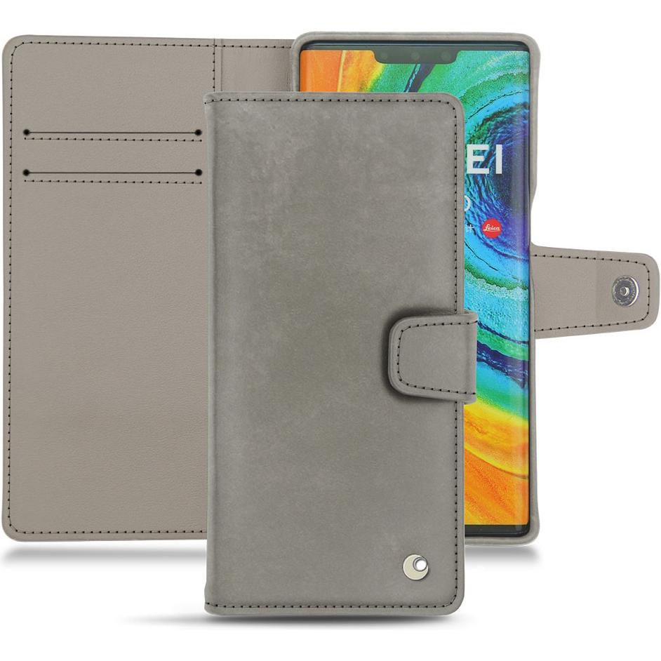 Noreve Lederschutzhülle Wallet (Huawei Mate 30 Pro), Smartphone Hülle, Grau
