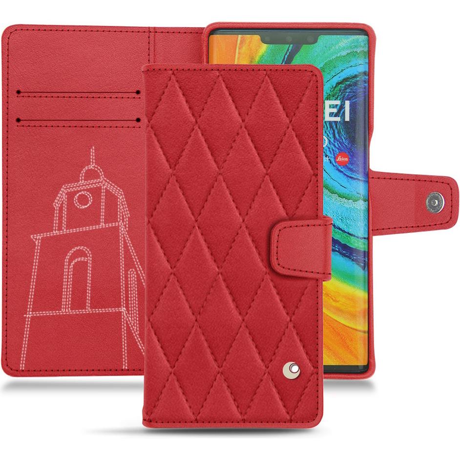 Noreve Lederschutzhülle Wallet (Huawei Mate 30 Pro), Smartphone Hülle, Rot