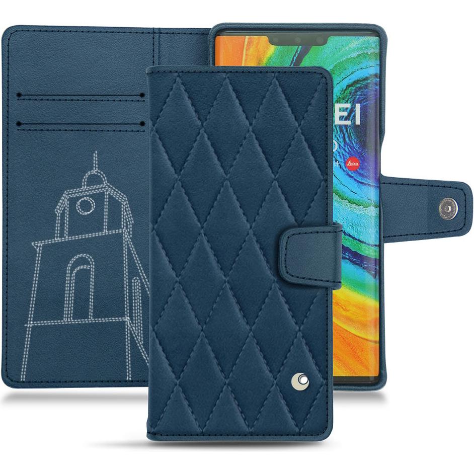 Noreve Lederschutzhülle Wallet (Huawei Mate 30 Pro), Smartphone Hülle, Blau