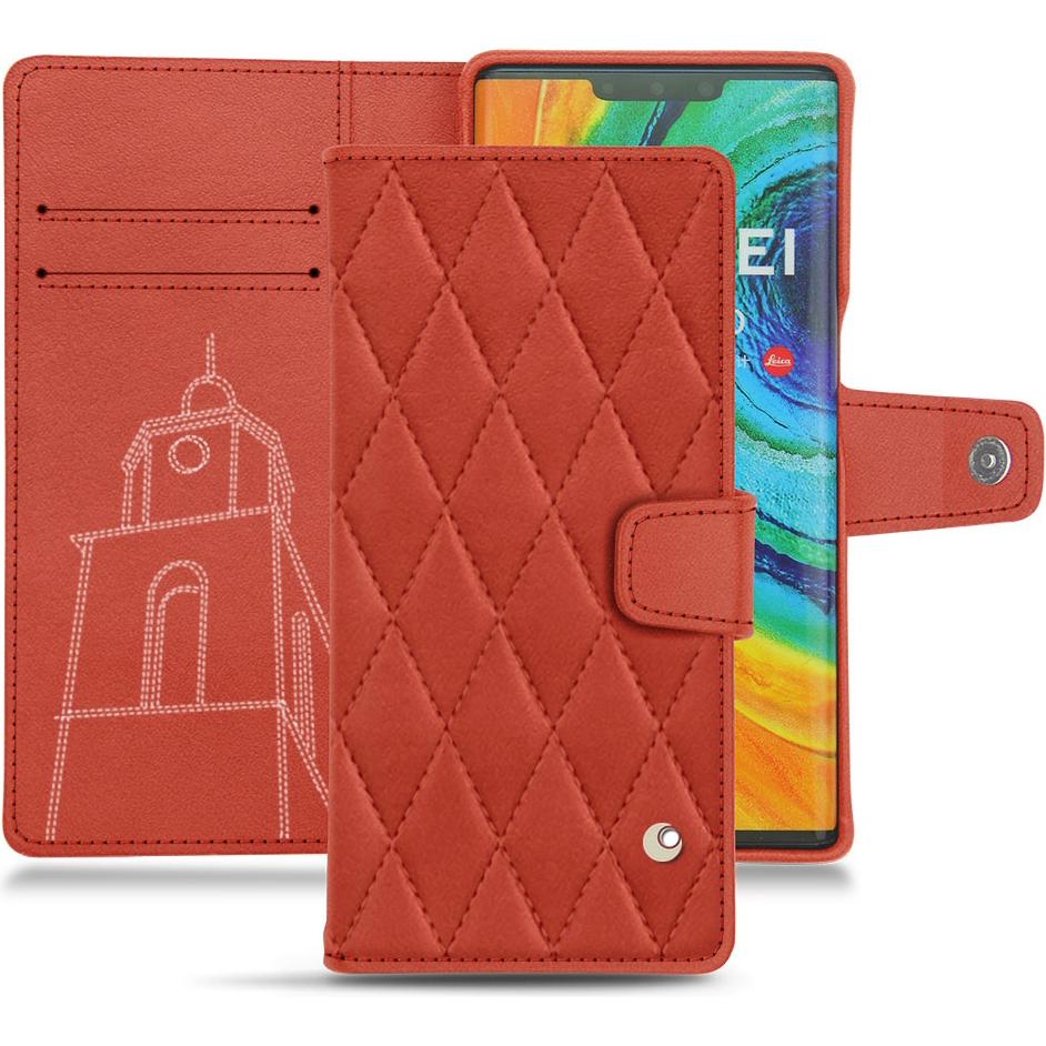 Noreve Lederschutzhülle Wallet (Huawei Mate 30 Pro), Smartphone Hülle, Orange